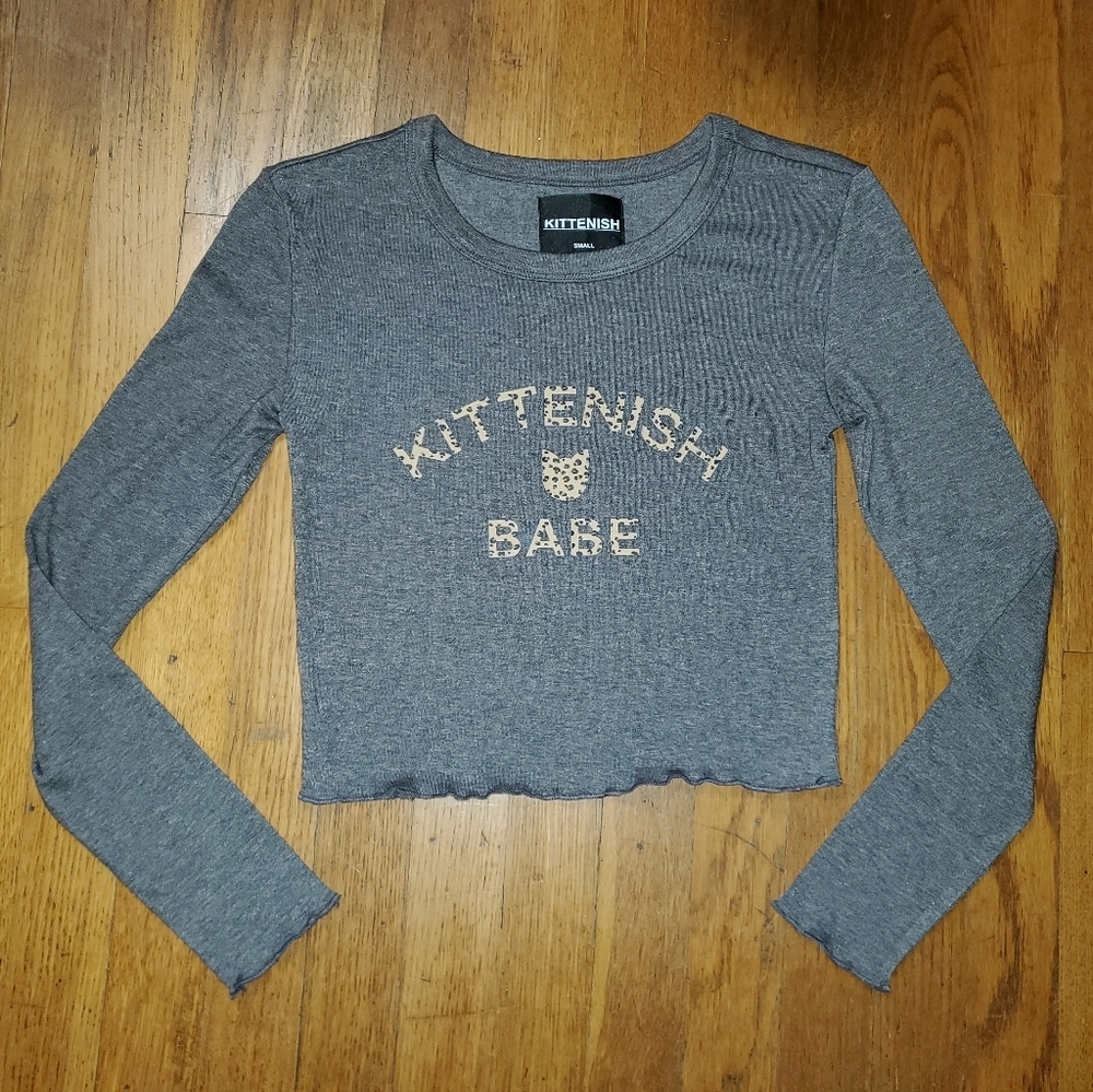 Kittenish Brown Long Sleeve Crop Top